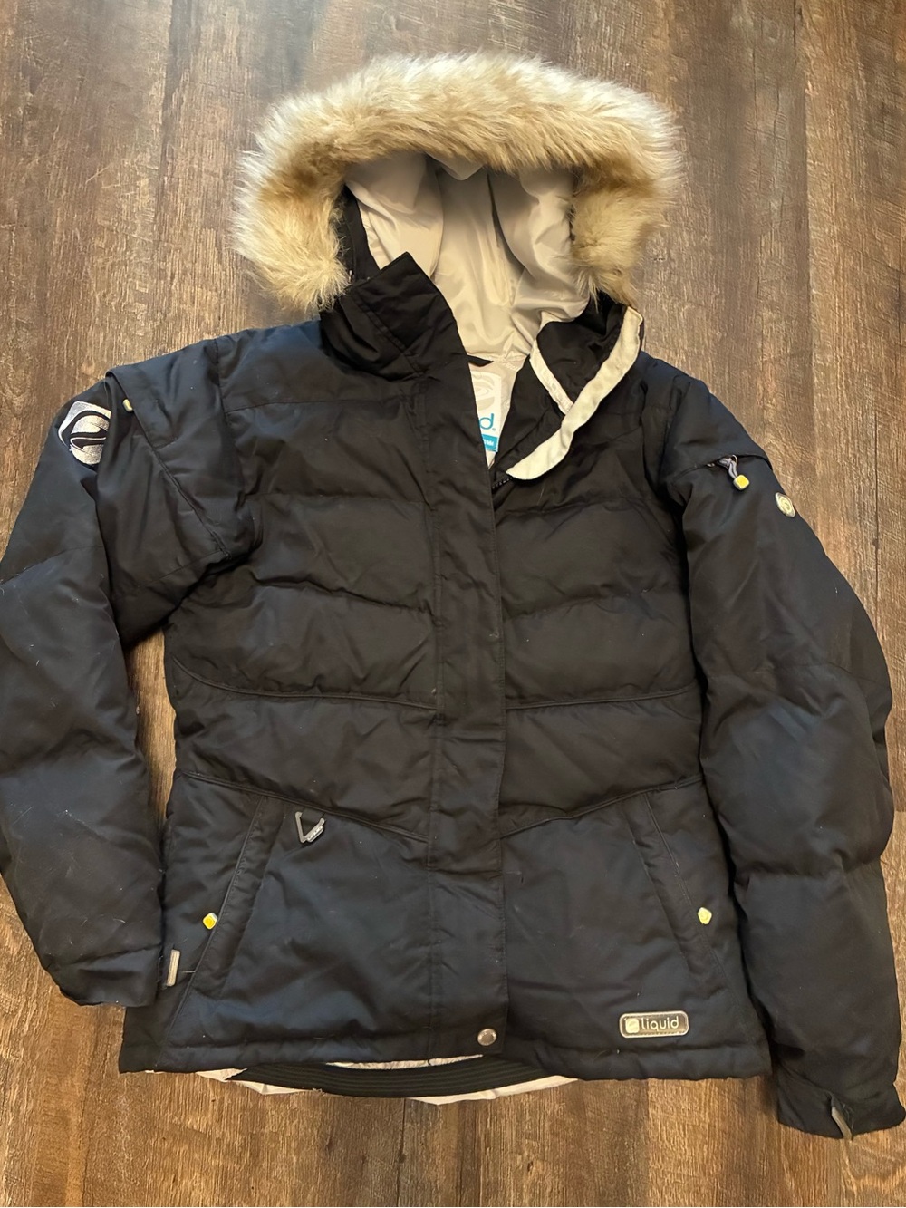 Liquid Boardwear Freerider 2500MM Down Ski Snowboard Jacket Womens Small Black